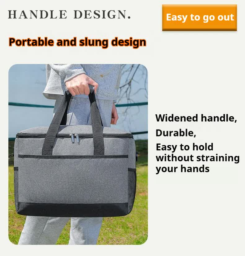 Large 35L Insulated Cooler Bag Soft Sided Leakproof Thermal Tote for Camping Beach Picnic BBQ Heavy Duty Grocery Carrier Black