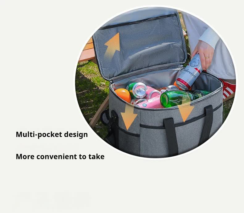 Large 35L Insulated Cooler Bag Soft Sided Leakproof Thermal Tote for Camping Beach Picnic BBQ Heavy Duty Grocery Carrier Black