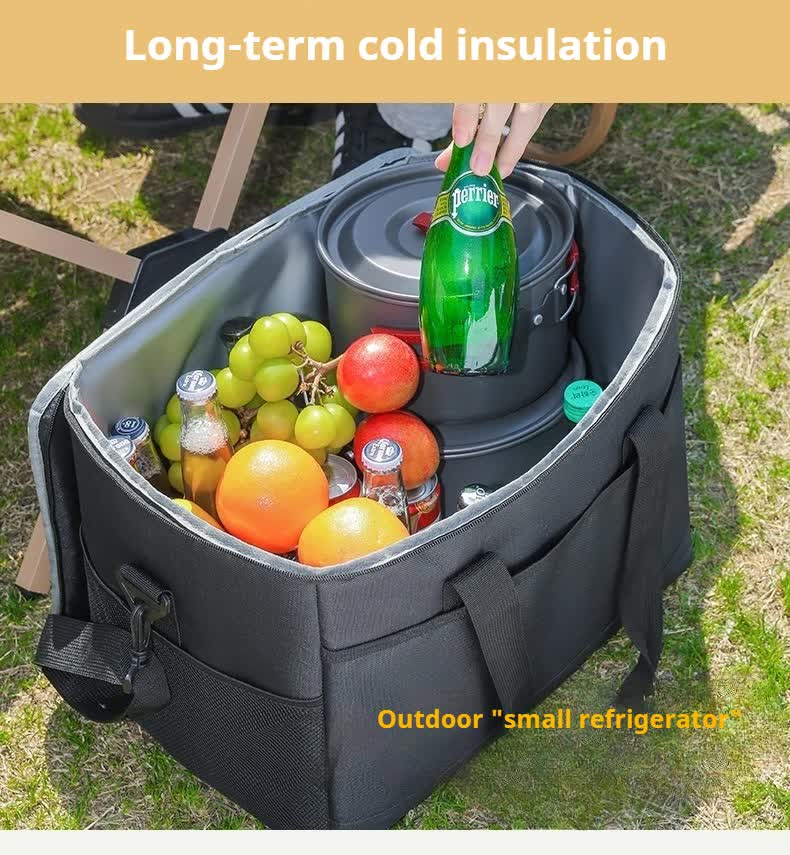 Large 35L Insulated Cooler Bag Soft Sided Leakproof Thermal Tote for Camping Beach Picnic BBQ Heavy Duty Grocery Carrier Navy Blue