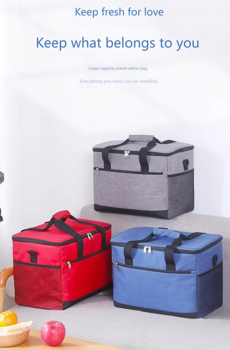 Large 30L Insulated Cooler Bag - Leakproof Thermal Lunch Tote with Shoulder Strap - Heavy Duty Grey Picnic Box for Beach, Camping & Work