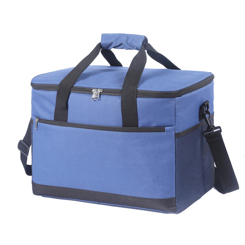 Large 30L Insulated Cooler Bag - Leakproof Thermal Lunch Tote with Shoulder Strap - Heavy Duty Blue Picnic Box for Beach, Camping & Work