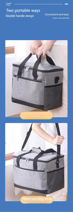 Large 18L Insulated Cooler Bag - Leakproof Thermal Lunch Tote with Shoulder Strap - Heavy Duty Grey Picnic Box for Beach, Camping & Work