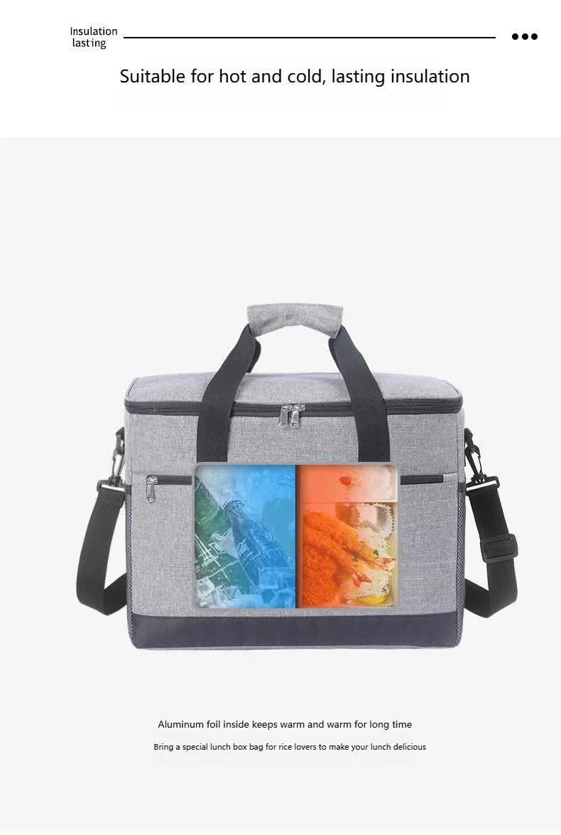 Large 18L Insulated Cooler Bag - Leakproof Thermal Lunch Tote with Shoulder Strap - Heavy Duty Blue Picnic Box for Beach, Camping & Work