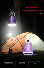 2-in-1 Rechargeable Mosquito Zapper & Camping Lantern - 2000V Electric Insect Killer with Smart Digital Display - 2000mAh Battery Portable Bug Trap for Outdoor Tent Patio & Home - IPX5 Waterproof - White