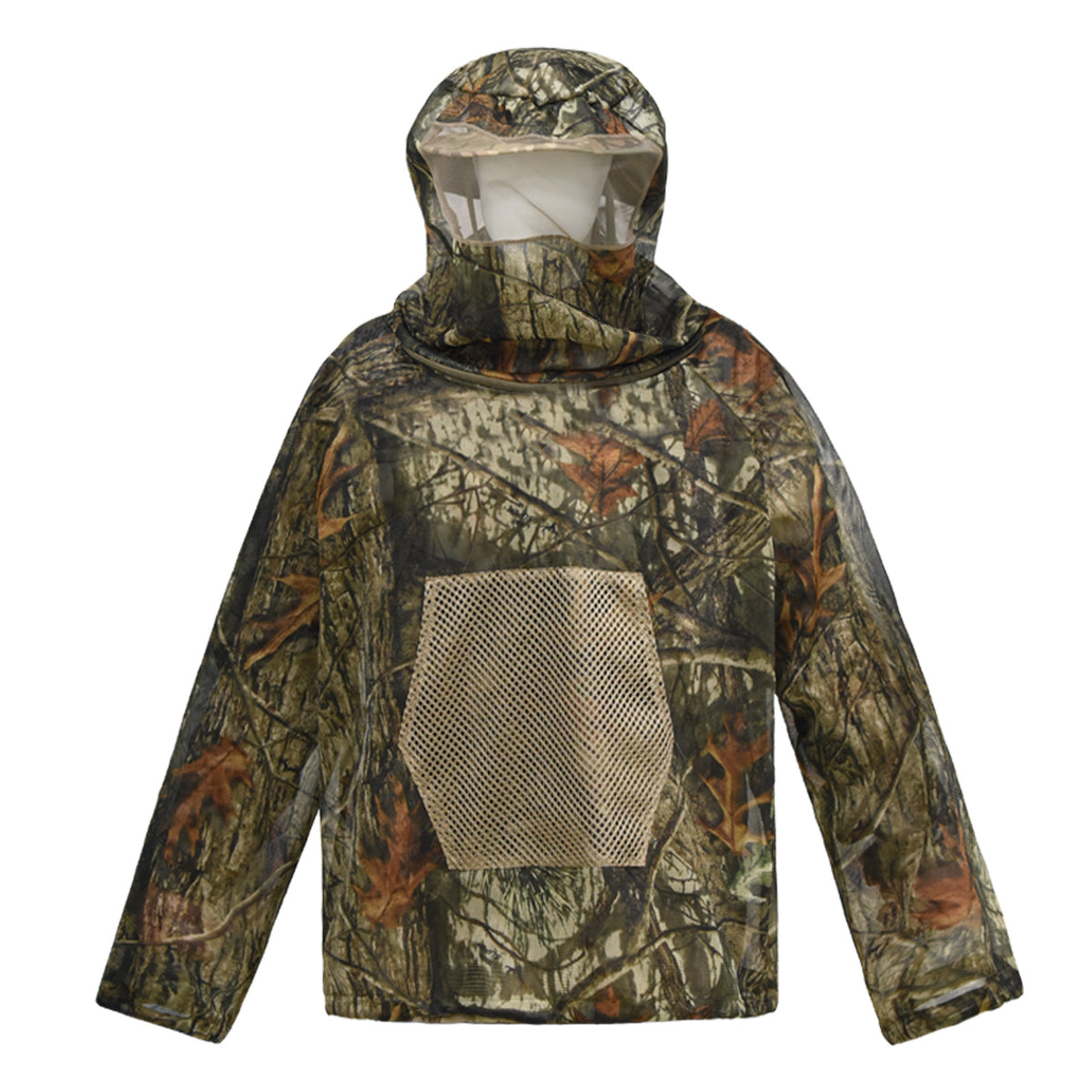 Bark and dead leaves Camouflage Mosquito Repellent Suit Ultra-Fine Mesh Hooded Ghillie Suit for Outdoor Hunting Camping Fishing and Beekeeping(XL/XXL)