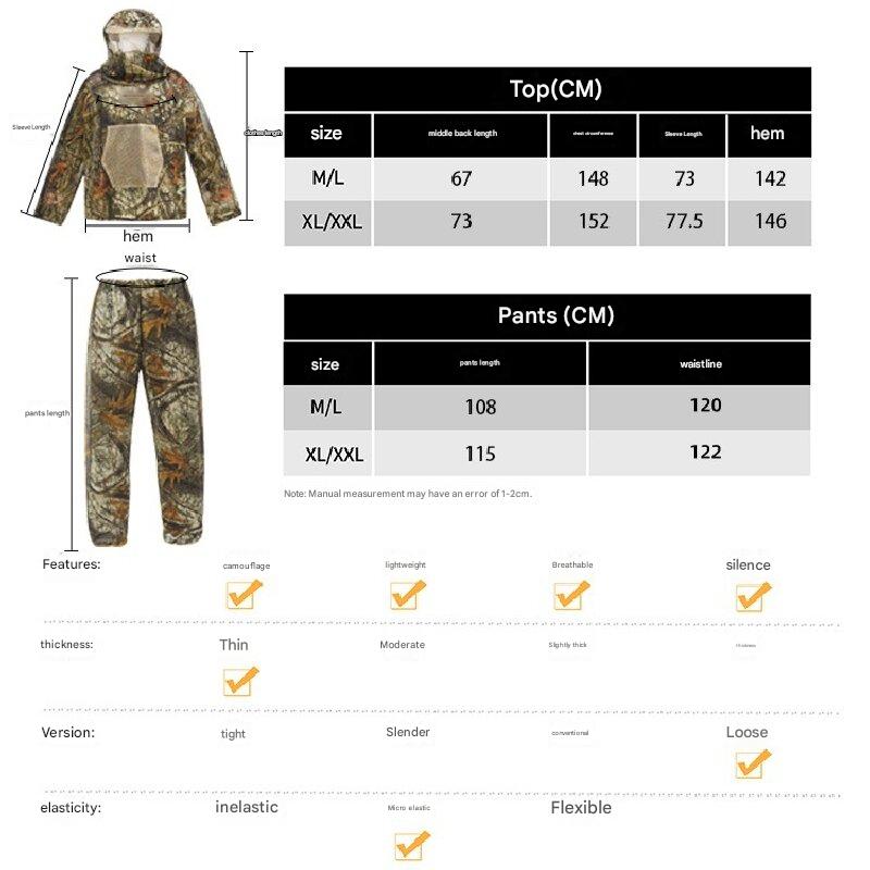 Bark and dead leaves Camouflage Mosquito Repellent Suit Ultra-Fine Mesh Hooded Ghillie Suit for Outdoor Hunting Camping Fishing and Beekeeping(XL/XXL)