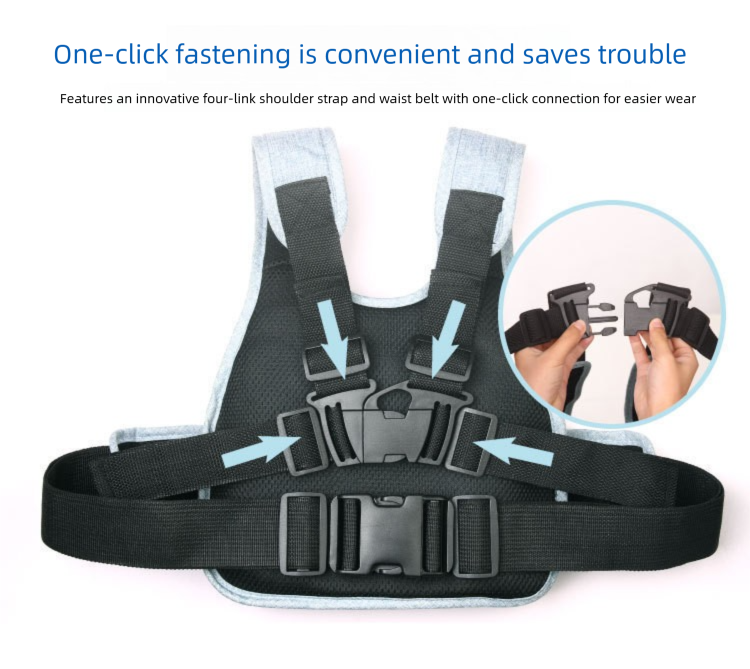 Children Motorcycle Safety Harness for Electric Bike Adjustable Kids Security Strap with Storage Bag Dark Blue Anti-Fall Protection Gear Front and Rear Use