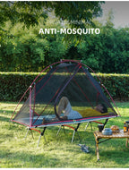 Single Person Off-Ground Camping Tent Portable Folding Bed Cover with Mosquito Net UV-Resistant Fishing Tent Light Khaki