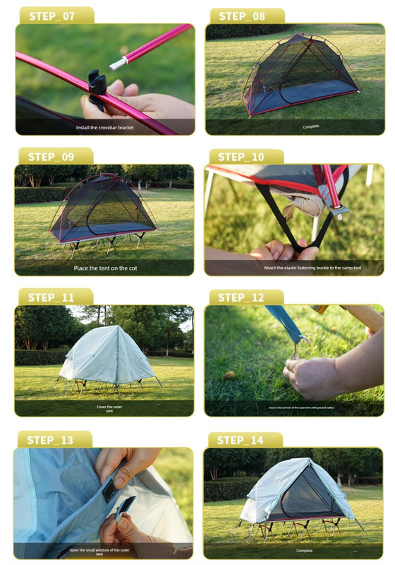 Single Person Off-Ground Camping Tent Portable Folding Bed Cover with Mosquito Net UV-Resistant Fishing Tent Light Khaki
