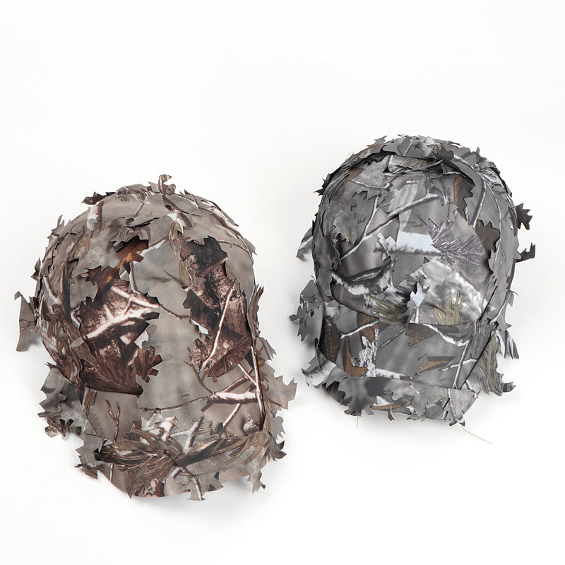 Grey 3D Leaf Camouflage Baseball Cap – American-Style Outdoor Tactical Hat for Hunting, Camping & Survival