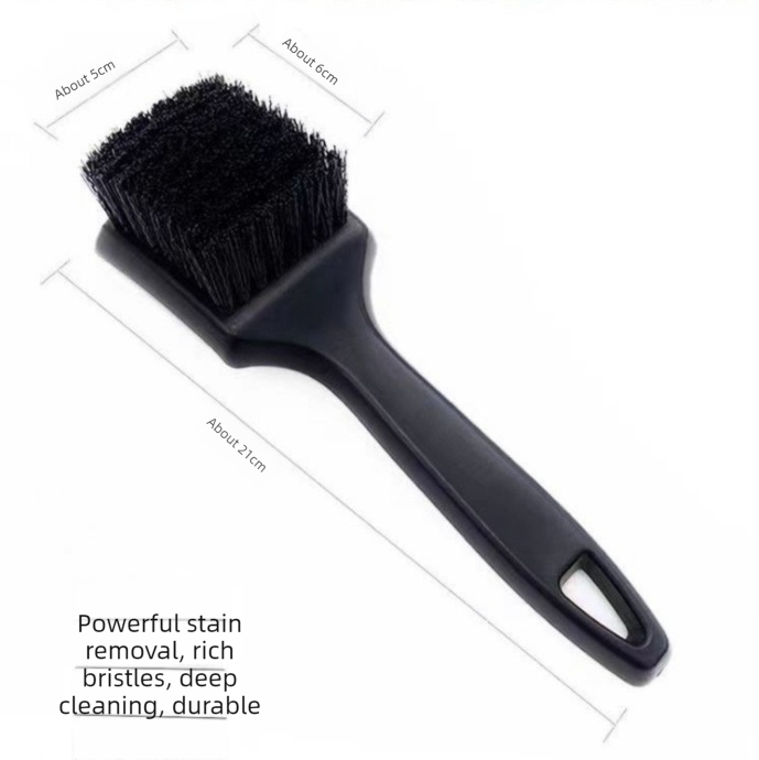 Black Car Tire & Detailing Brush  - 2-Pack Stiff Bristle Scrubber for Wheels, Mats, and Upholstery