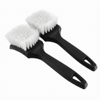 White Car Tire & Detailing Brush  - 2-Pack Stiff Bristle Scrubber for Wheels, Mats, and Upholstery