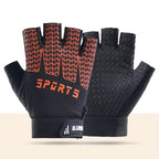 Black and Red Breathable Half-Finger Cycling Gloves for Kids - Non-Slip Silicone Grip, Ice Silk & Shock-Absorbing Sports Mitts (M Size)