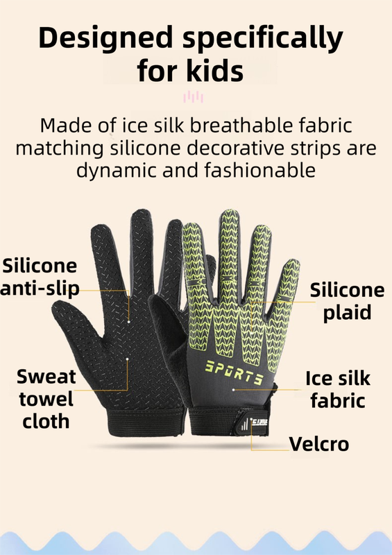 Black and Red Breathable Half-Finger Cycling Gloves for Kids - Non-Slip Silicone Grip, Ice Silk & Shock-Absorbing Sports Mitts (M Size)