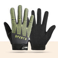 Black and Green Breathable Cycling Gloves for Kids - Non-Slip Silicone Grip, Ice Silk & Shock-Absorbing Sports Mitts (L Size)