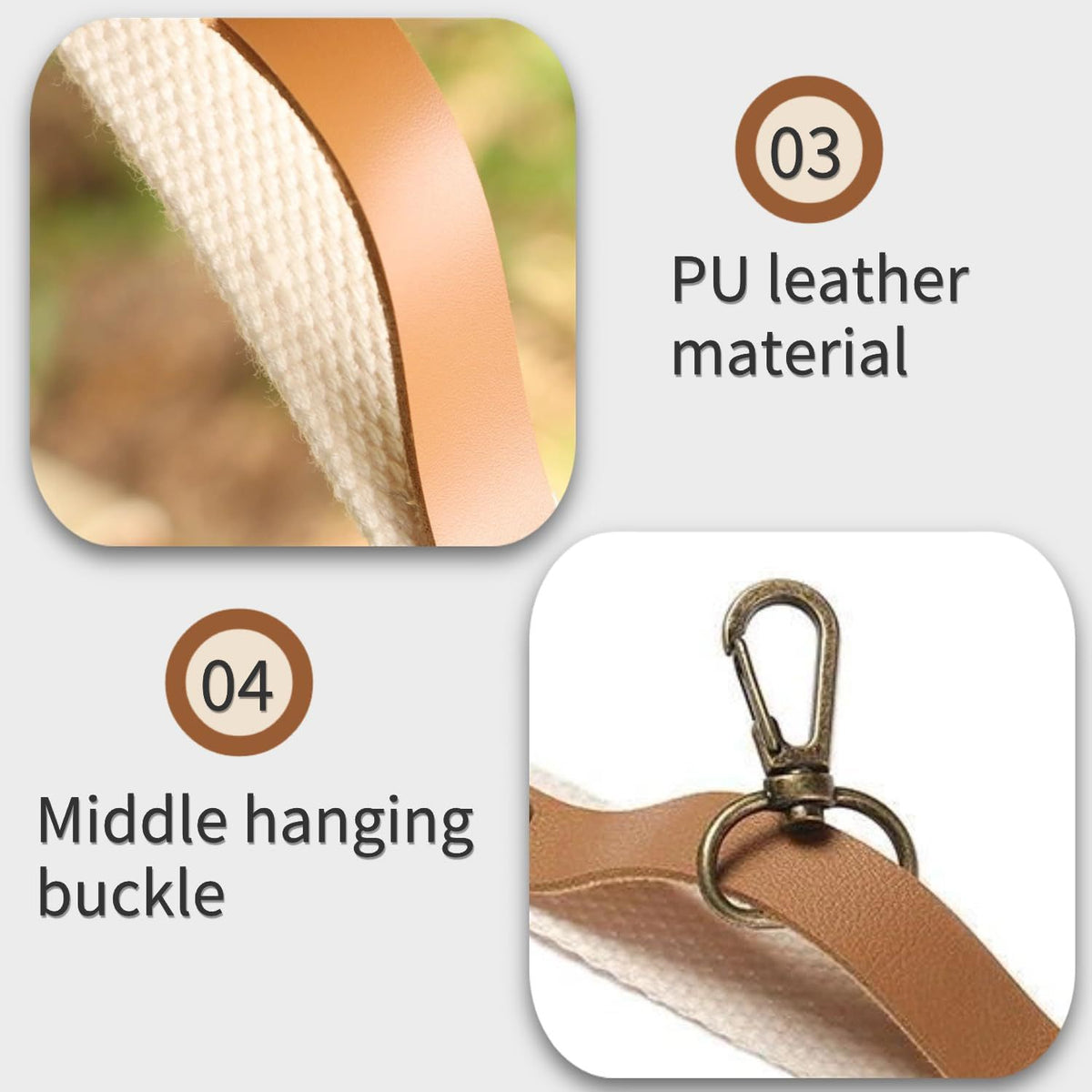 Green and Brown 5.3M Heavy Duty PU Leather Camping Lanyard with 19 Carabiners  - Portable Outdoor Clothesline for Tents & Canopies