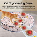 Interactive Hunting Hidden Prey Cat Toy Set - Red Plush Automatic Moving Ball & 72CM Large Crinkle Hunting Cover - Smart Obstacle Avoidance, USB Rechargeable