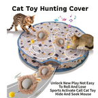 Interactive Hunting Hidden Prey Cat Toy Set - Grey Plush Automatic Moving Ball & 72CM Large Crinkle Hunting Cover - Smart Obstacle Avoidance, USB Rechargeable