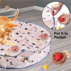 Interactive Hunting Hidden Prey Cat Toy Set - Grey Plush Automatic Moving Ball & 72CM Large Crinkle Hunting Cover - Smart Obstacle Avoidance, USB Rechargeable