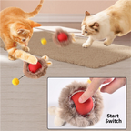 Interactive Hunting Hidden Prey Cat Toy Set - Grey Plush Automatic Moving Ball & 72CM Large Crinkle Hunting Cover - Smart Obstacle Avoidance, USB Rechargeable