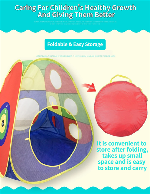 4-in-1 Kids' Pop-Up Foldable Play Tent & Adventure Tunnel Set - Giant Indoor/Outdoor Playpark with Ball Pit & Basketball Hoop