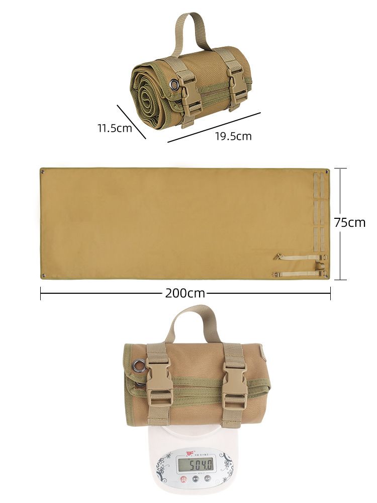 200x75CM Green Outdoor Tactical Roll-Up Shooting Mat - MOLLE Webbing & Stake Down Eyelets - Portable Waterproof Ground Pad for Field Training, Camping & Picnic