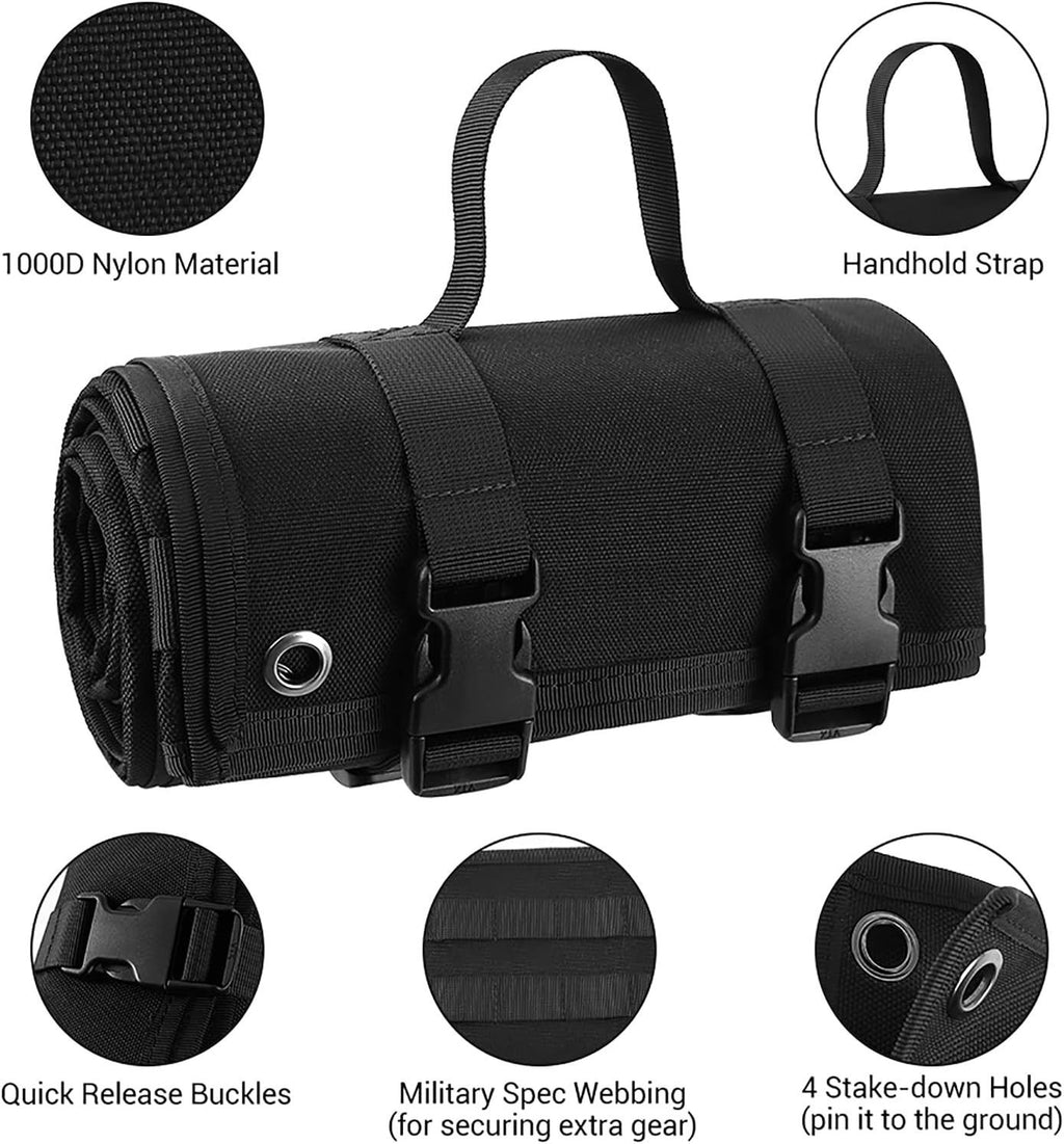 200x75CM Camouflage Outdoor Tactical Roll-Up Shooting Mat - MOLLE Webbing & Stake Down Eyelets - Portable Waterproof Ground Pad for Field Training, Camping & Picnic