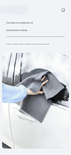 30*40 cm Grey Coral Fleece & Suede Microfiber Cloth Double-Sided Car Wash Towel  , 5X Water Absorption, Scratch-Free & Lint-Free, 360° Stitched Edge for Car Detailing, Glass, Home Cleaning - Multi-Purpose Auto Care Cloth