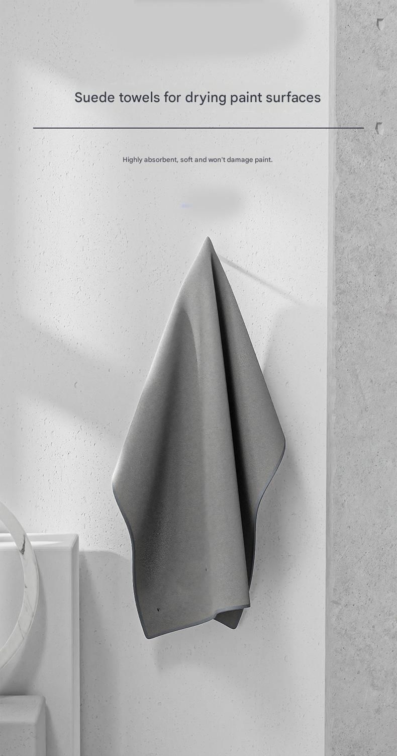 30*60 cm Grey Coral Fleece & Suede Microfiber Cloth Double-Sided Car Wash Towel  , 5X Water Absorption, Scratch-Free & Lint-Free, 360° Stitched Edge for Car Detailing, Glass, Home Cleaning - Multi-Purpose Auto Care Cloth