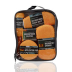 9-Piece Orange Car cleaning kit- Microfibre Wash Mitt, Sponge, Wheel Brush, Waxing Pads & Towels - Complete Auto Detailing Set for Home & Garage Use