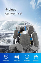 9-Piece Orange Car cleaning kit- Microfibre Wash Mitt, Sponge, Wheel Brush, Waxing Pads & Towels - Complete Auto Detailing Set for Home & Garage Use