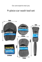 9-Piece Orange Car cleaning kit- Microfibre Wash Mitt, Sponge, Wheel Brush, Waxing Pads & Towels - Complete Auto Detailing Set for Home & Garage Use