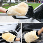2-piece Beige Microfiber Car Wash Mitt - Double Sided Imitation Sheepskin Wash Glove, Scratch Free Paint Safe Cleaning Tool for Car Detailing, Waxing, Polishing - 23x15cm Large Palm Design