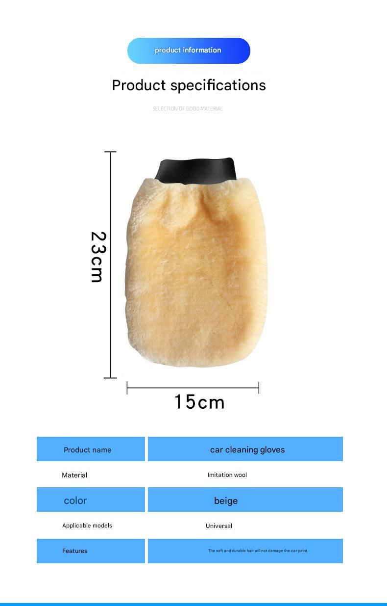 4-piece Beige Microfiber Car Wash Mitt - Double Sided Imitation Sheepskin Wash Glove, Scratch Free Paint Safe Cleaning Tool for Car Detailing, Waxing, Polishing - 23x15cm Large Palm Design