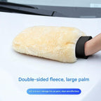 4-piece Beige Microfiber Car Wash Mitt - Double Sided Imitation Sheepskin Wash Glove, Scratch Free Paint Safe Cleaning Tool for Car Detailing, Waxing, Polishing - 23x15cm Large Palm Design