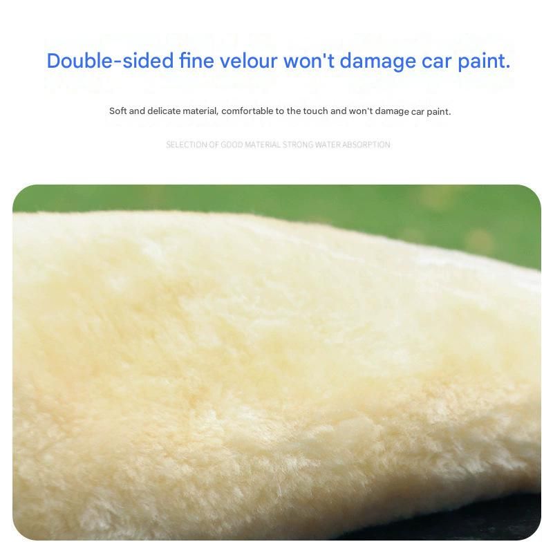 4-piece Beige Microfiber Car Wash Mitt - Double Sided Imitation Sheepskin Wash Glove, Scratch Free Paint Safe Cleaning Tool for Car Detailing, Waxing, Polishing - 23x15cm Large Palm Design