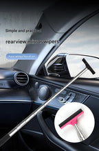 Black Telescopic Car Mirror Wiper - ABS & Stainless Steel - 98cm Extendable, Defog & Rain Removal, Compact Car Cleaning Tool, Universal Fit, Travel Friendly