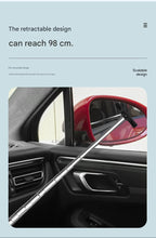 Black Telescopic Car Mirror Wiper - ABS & Stainless Steel - 98cm Extendable, Defog & Rain Removal, Compact Car Cleaning Tool, Universal Fit, Travel Friendly
