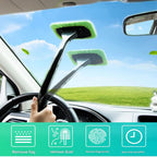 3-Piece Green Car Windshield Cleaning Brush Set Microfiber Defogging Wiper Tool Window Glass Cleaner