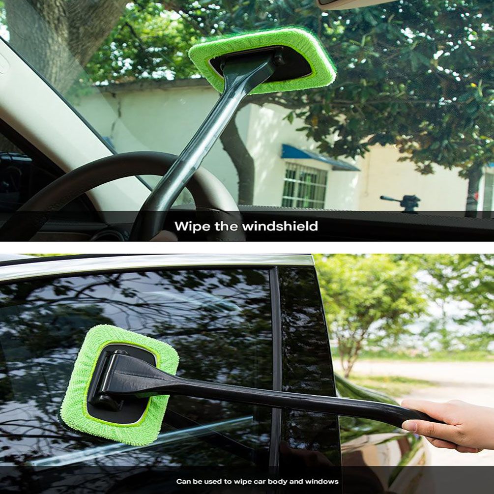 3-Piece Grey Car Windshield Cleaning Brush Set Microfiber Defogging Wiper Tool Window Glass Cleaner