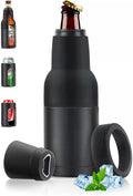 3-in-1 Beer Bottle Insulated Tumbler and Can Cooler with Bottle Opener – Double Wall Stainless Steel Soda Can Insulator & Holder for Car Outdoor Beverage Storage, 12oz Black