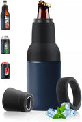 3-in-1 Beer Bottle Insulated Tumbler and Can Cooler with Bottle Opener – Double Wall Stainless Steel Soda Can Insulator & Holder for Car Outdoor Beverage Storage, 12oz Dark Blue