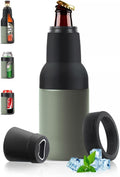 3-in-1 Beer Bottle Insulated Tumbler and Can Cooler with Bottle Opener – Double Wall Stainless Steel Soda Can Insulator & Holder for Car Outdoor Beverage Storage, 12oz Green