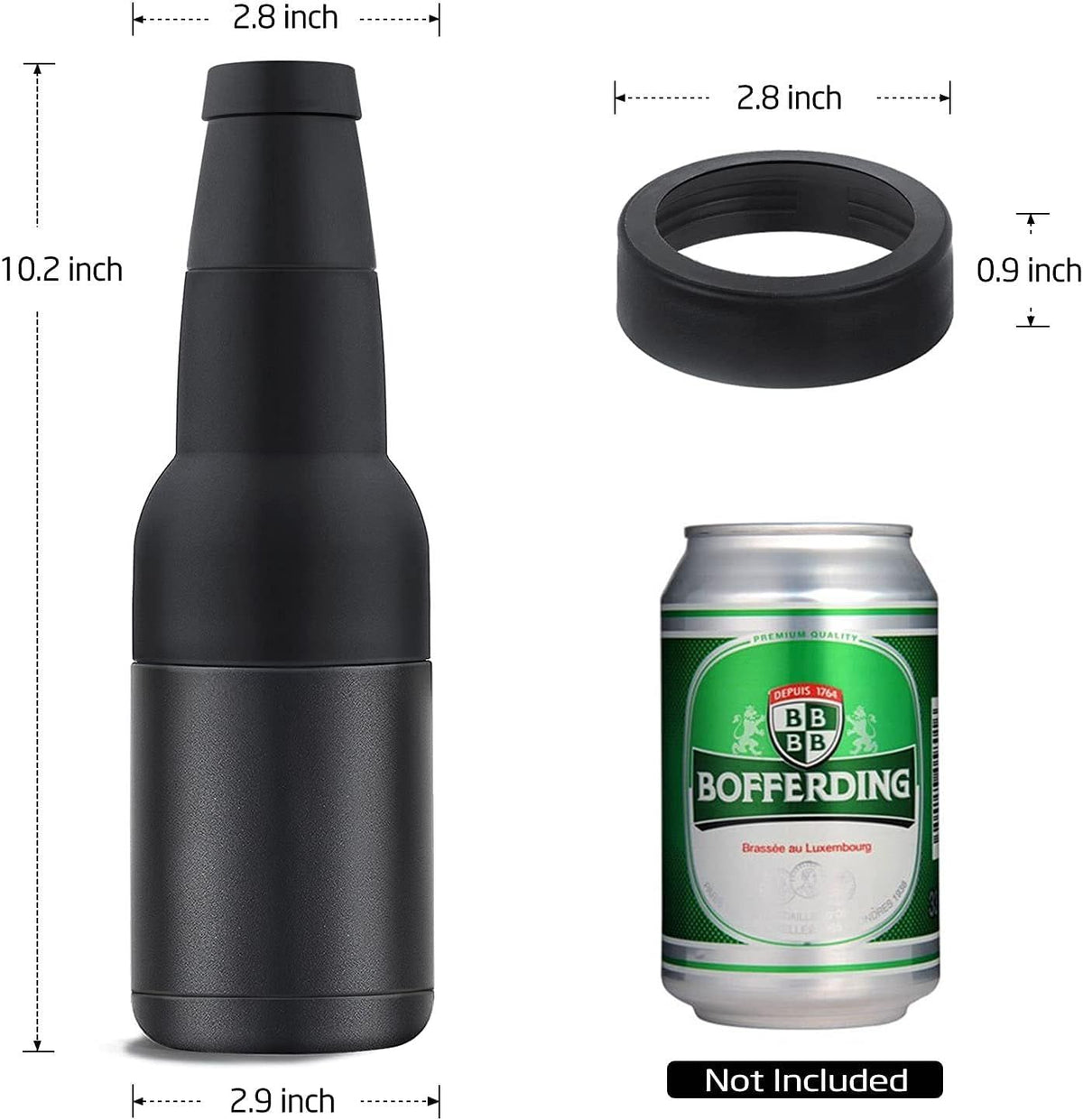 3-in-1 Beer Bottle Insulated Tumbler and Can Cooler with Bottle Opener – Double Wall Stainless Steel Soda Can Insulator & Holder for Car Outdoor Beverage Storage, 12oz Green