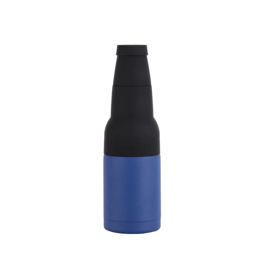 3-in-1 Beer Bottle Insulated Tumbler and Can Cooler with Bottle Opener – Double Wall Stainless Steel Soda Can Insulator & Holder for Car Outdoor Beverage Storage, 12oz Blue
