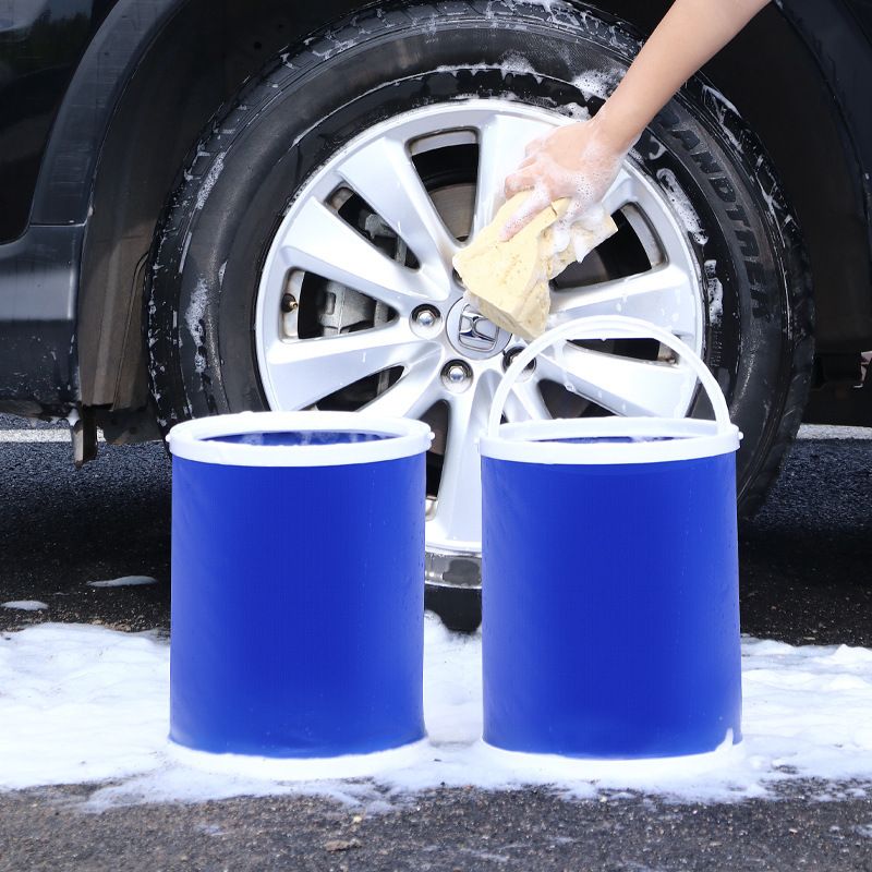 20L Foldable Oxford Fabric Car Wash Bucket with EVA Waterproof Lining & Zipper Carry Bag - Self Standing Structure, Portable Water Container for Car Cleaning and Outdoor Travel