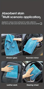 Blue Microfiber Car Cleaning Towel (60 x 160 CM) and 20L Foldable Self Standing Water Bucket (Include Zipper Bag) Combo Set - Super Absorbent and Scratch Free for Car Detailing Drying and Home Cleaning