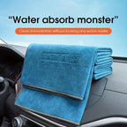 Blue Microfiber Car Cleaning Towel (60 x 180 CM) and 20L Foldable Self Standing Water Bucket (Include Zipper Bag) Combo Set - Super Absorbent and Scratch Free for Car Detailing Drying and Home Cleaning