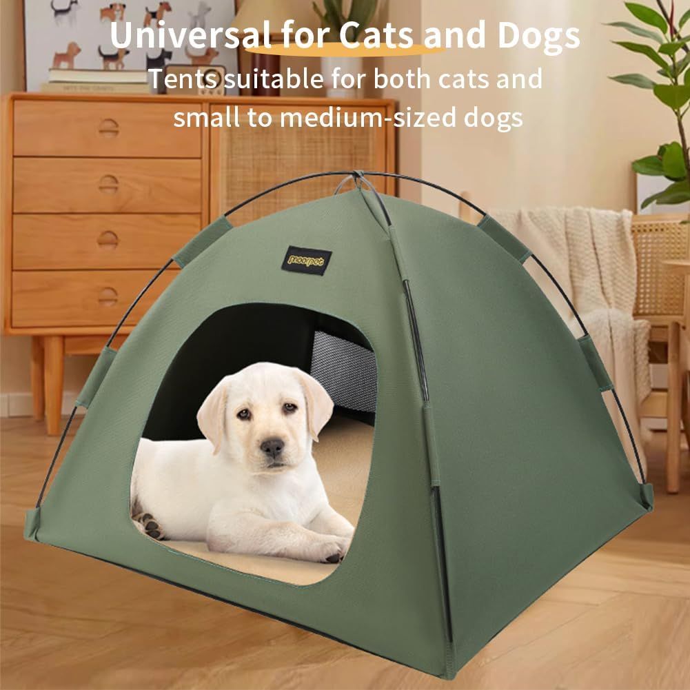 Blue All-Weather Portable Pet Tent with Dual-Sided Cushion & Insect-Proof Mesh – S Size 40 x 40 x 35 cm, Waterproof & Sun-Proof Outdoor Four Corner Dome Kennel for Dogs & Cats Travel Camping