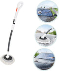 Professional Telescopic(55-120cm) Car Microfiber Wash Mop - 90° Rotating Detachable Brush Head, 15° Ergonomic Curved Rod & Handle - Durable Aluminum Alloy Chenille Brush for Car, Home and Window Cleaning